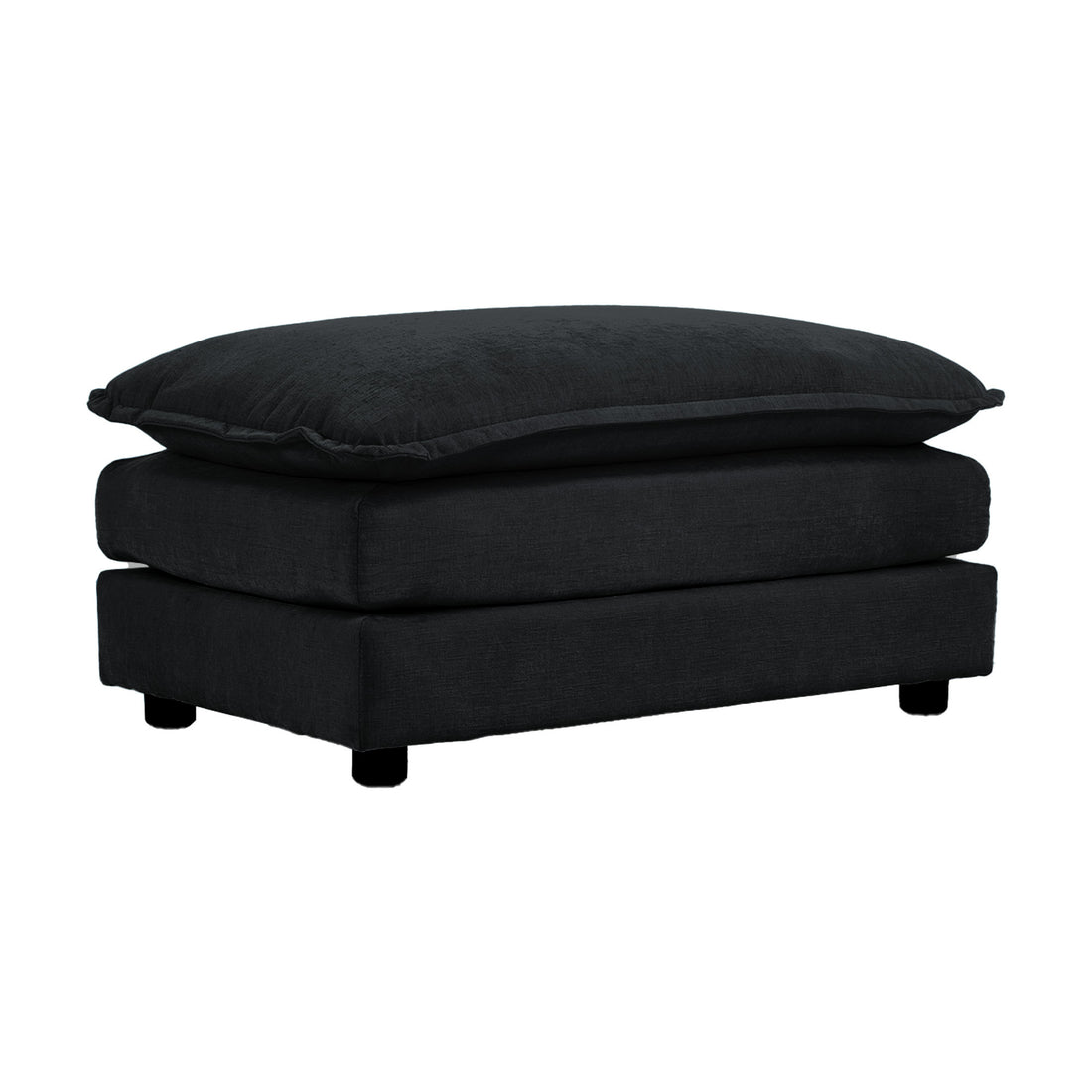 Luxury Tufted Chenille Ottoman Foot Rest in Black USA