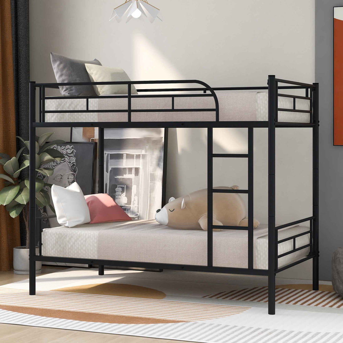 Metal Twin Over Twin Bunk Bed with Sturdy Frame- USA