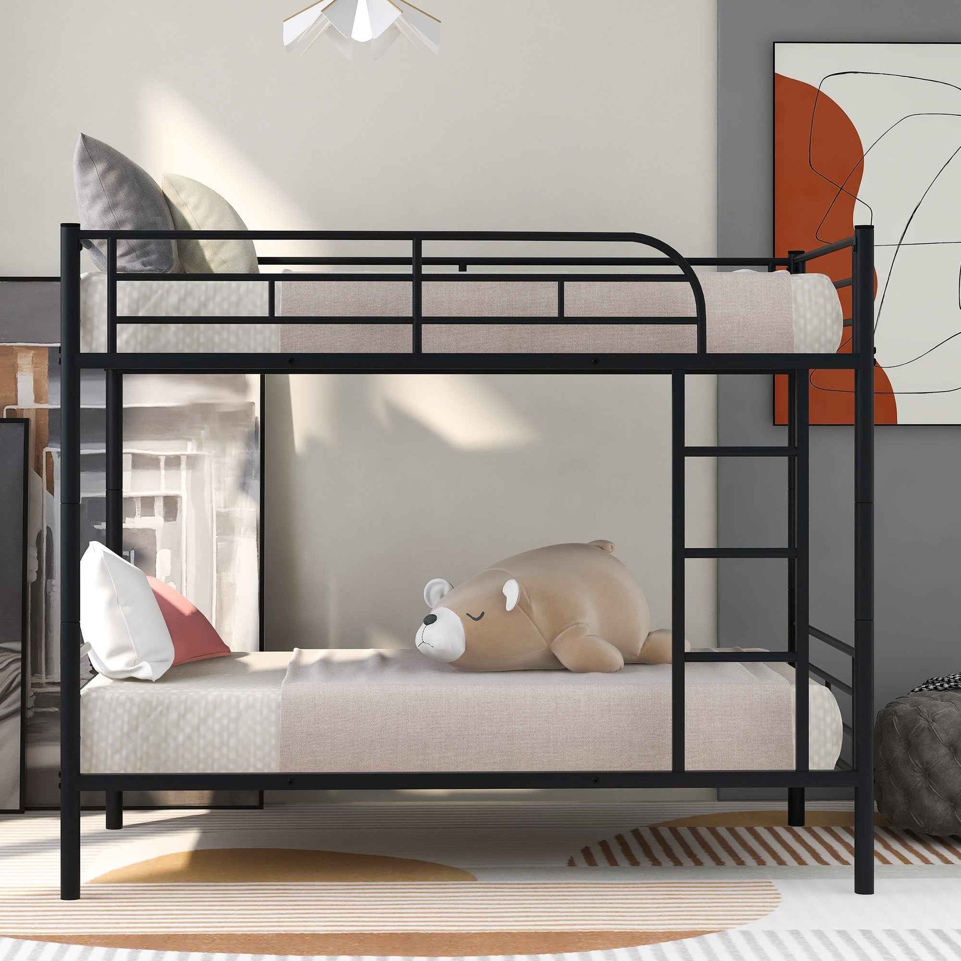 Metal Twin Over Twin Bunk Bed with Sturdy Frame- USA