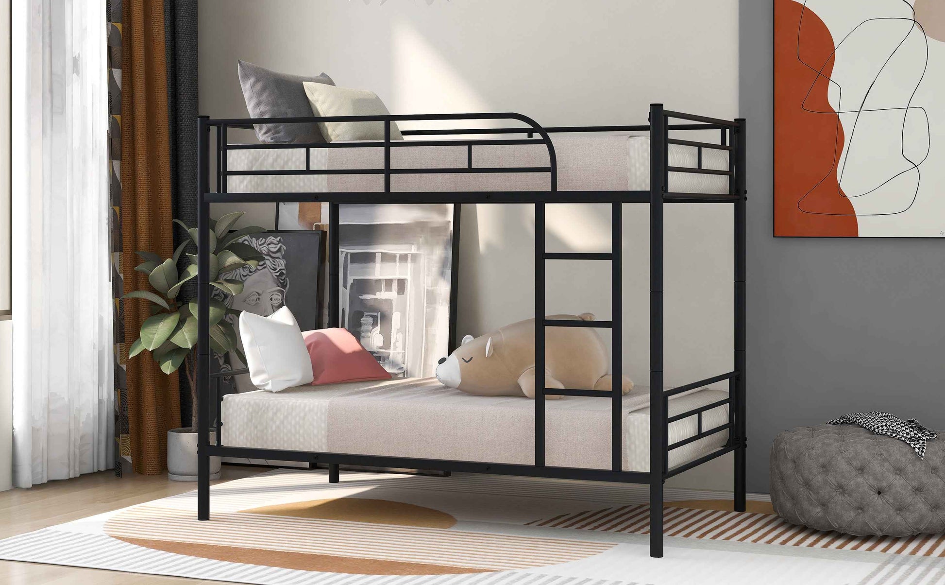 Metal Twin Over Twin Bunk Bed with Sturdy Frame- USA