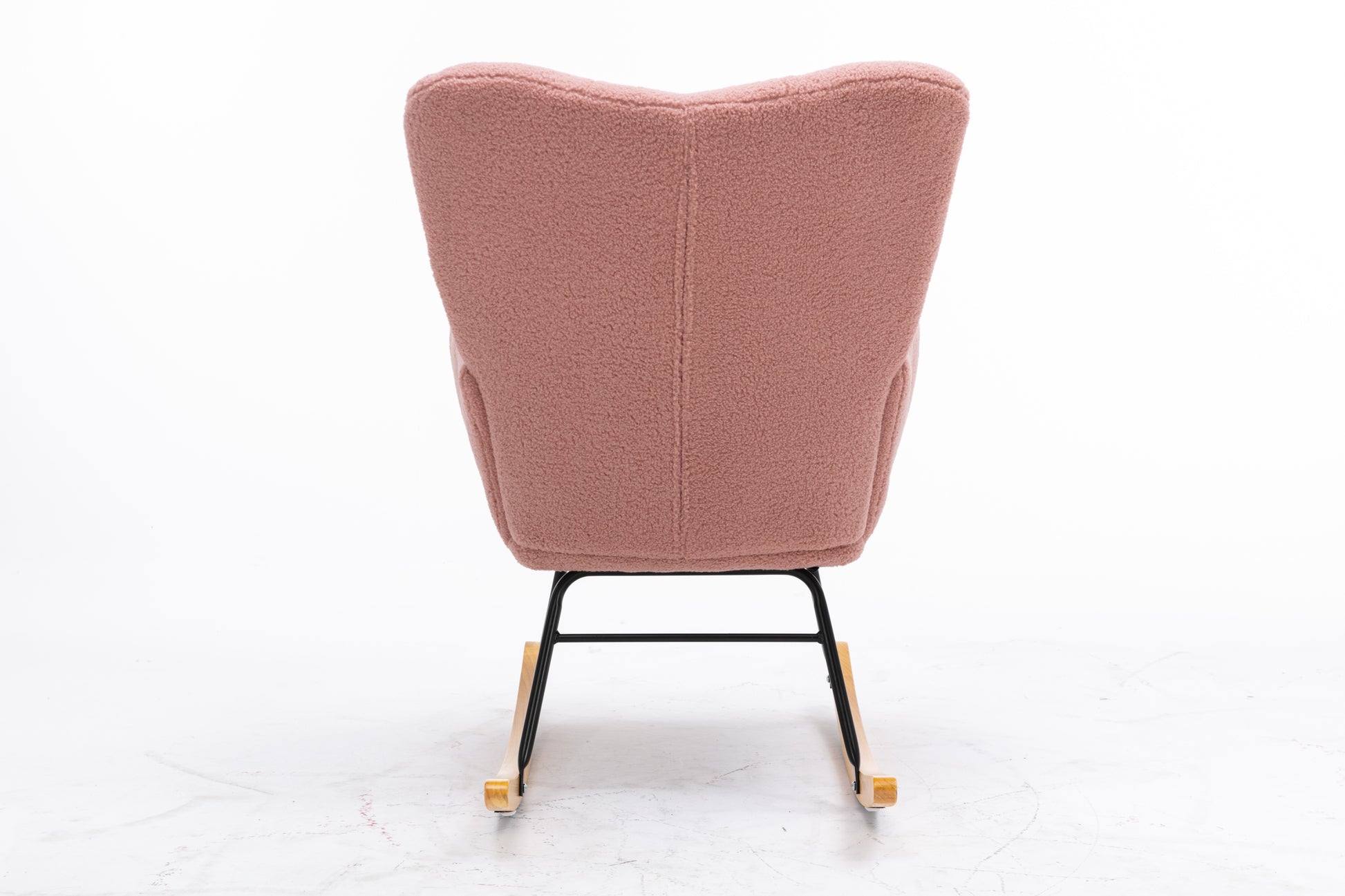 Mid-Century Modern Blush Tufted Rocking Chair with Curved Arms USA