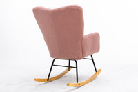 Mid-Century Modern Blush Tufted Rocking Chair with Curved Arms USA