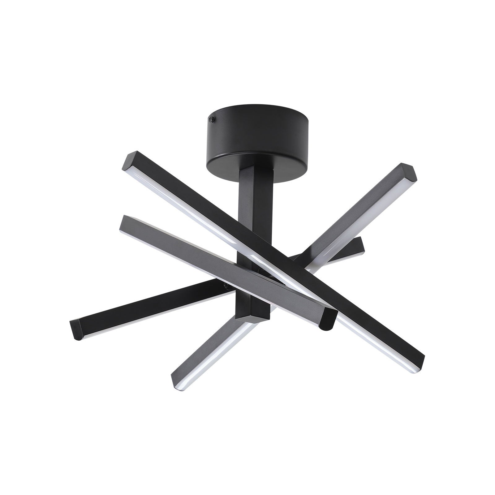 Modern 12-Inch Geometric Starburst LED Ceiling Light with Black Finish USA