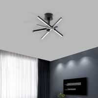 Modern 12-Inch Geometric Starburst LED Ceiling Light with Black Finish USA