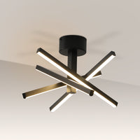 Modern 12-Inch Geometric Starburst LED Ceiling Light with Black Finish USA