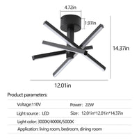 Modern 12-Inch Geometric Starburst LED Ceiling Light with Black Finish USA