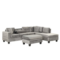 Modern 3-Piece Sectional Sofa with Storage Ottoman USA