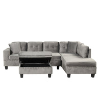 Modern 3-Piece Sectional Sofa with Storage Ottoman USA