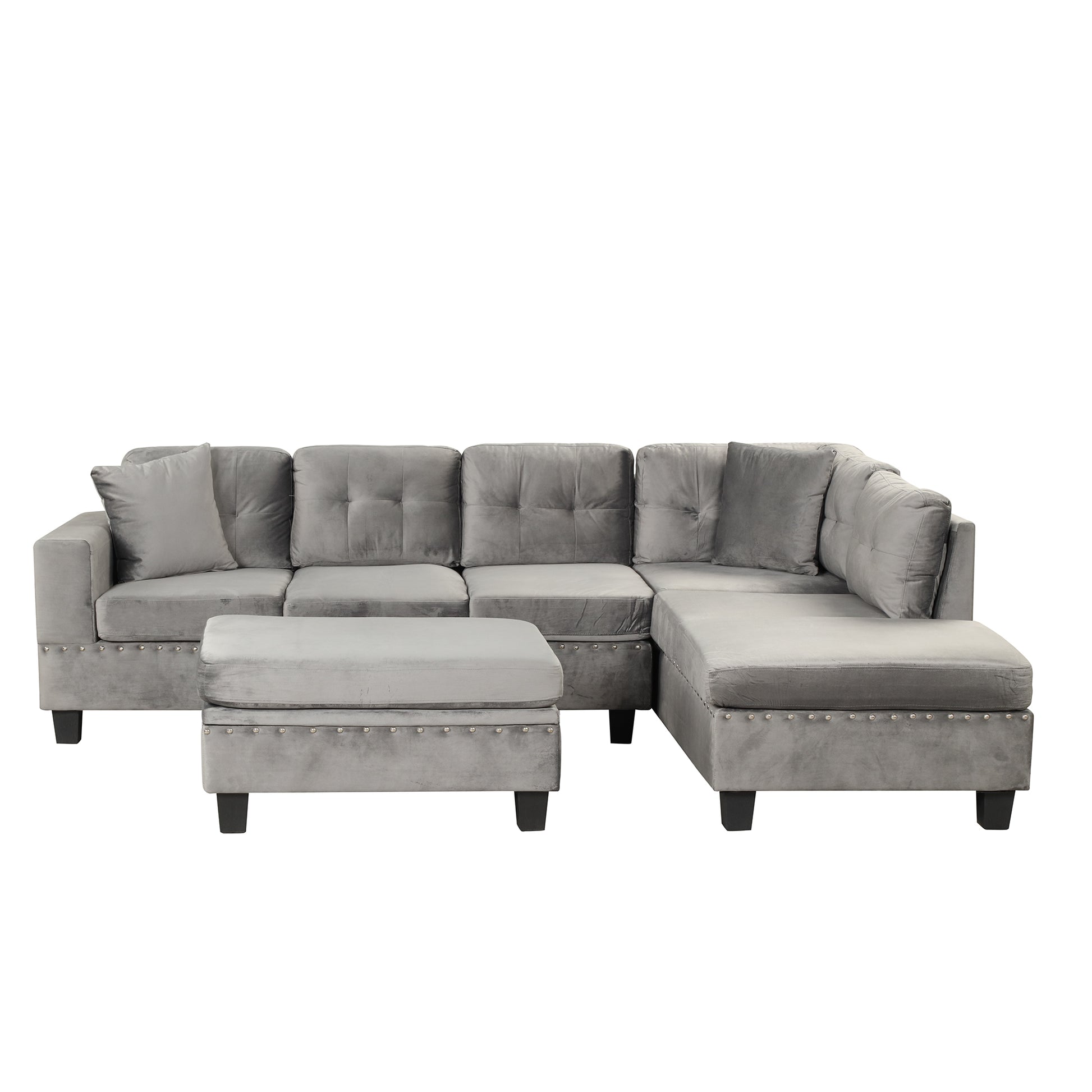 Modern 3-Piece Sectional Sofa with Storage Ottoman USA