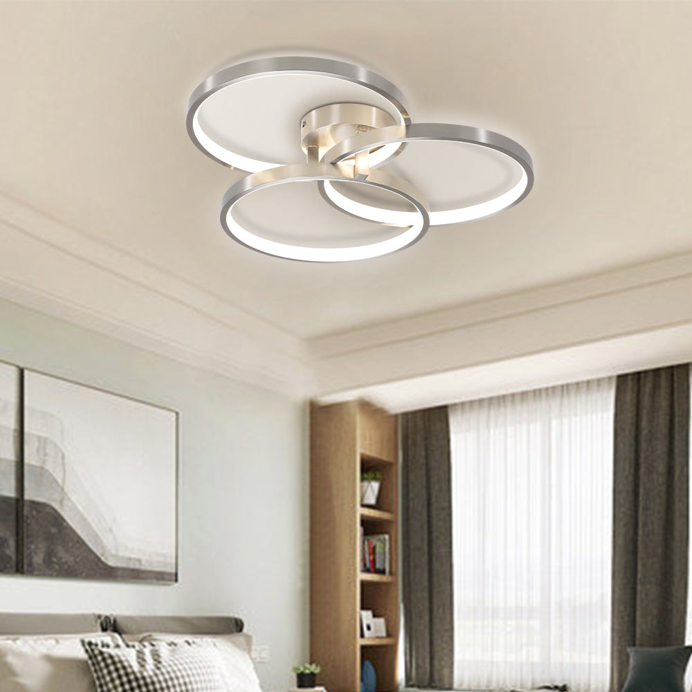 Modern 3-Ring LED Ceiling Light - Brushed Nickel Finish USA