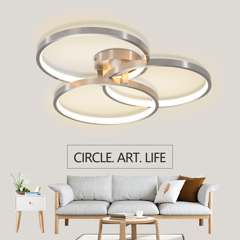 Modern 3-Ring LED Ceiling Light - Brushed Nickel Finish USA