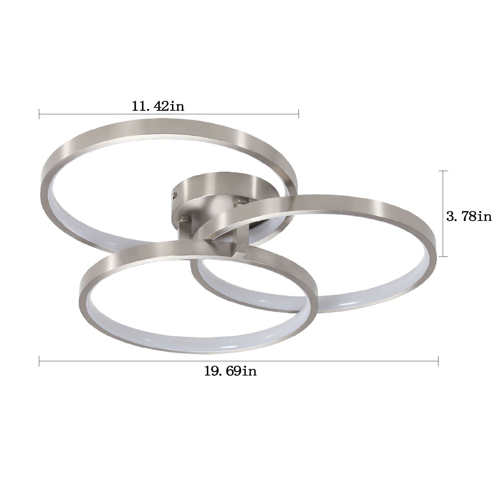 Modern 3-Ring LED Ceiling Light - Brushed Nickel Finish USA