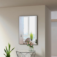 Modern Black Decorative Wall Mirror - 36x24 Inches Aluminum Frame USA