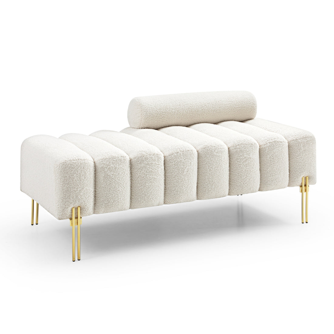 Modern End of Bed Bench with Serene Sherpa Upholstery USA