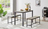 Modern Industrial 3-Piece Dining Table Set with Bench USA