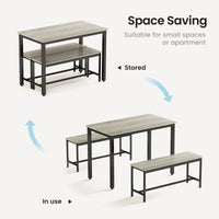 Modern Industrial 3-Piece Dining Table Set with Bench USA