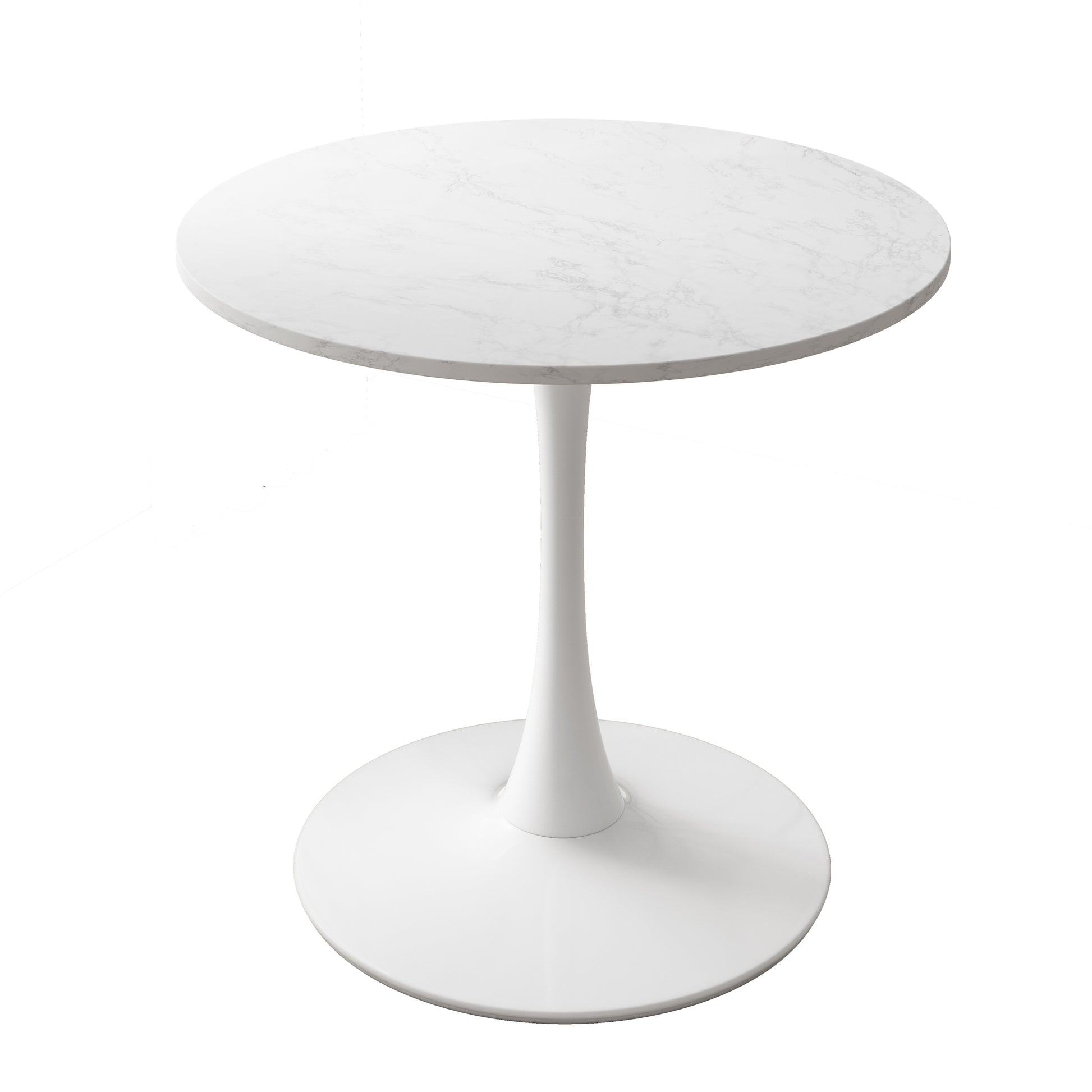 Modern Round Dining Table with Printed White Marble Surface USA