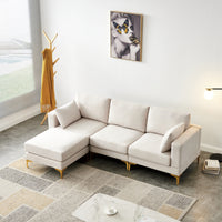 Modern Sectional Sofa with Chaise in Beige Fabric USA