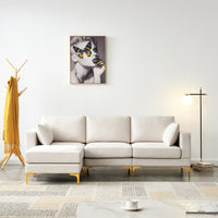 Modern Sectional Sofa with Chaise in Beige Fabric USA