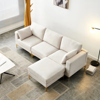 Modern Sectional Sofa with Chaise in Beige Fabric USA