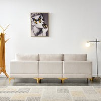 Modern Sectional Sofa with Chaise in Beige Fabric USA