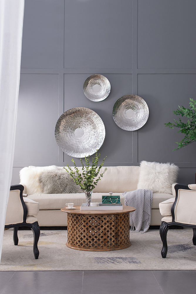 Modern Textured Ceramic Wall Accents - Layered Disc Decor Set USA