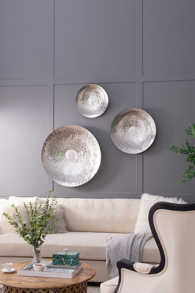 Modern Textured Ceramic Wall Accents - Layered Disc Decor Set USA