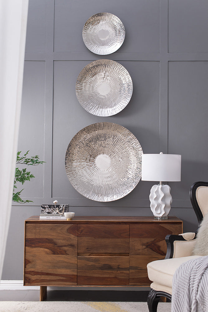 Modern Textured Ceramic Wall Accents - Layered Disc Decor Set USA