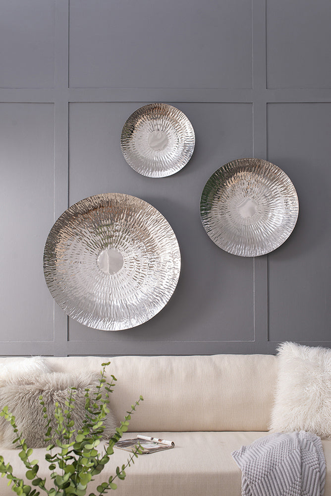 Modern Textured Ceramic Wall Accents - Layered Disc Decor Set USA