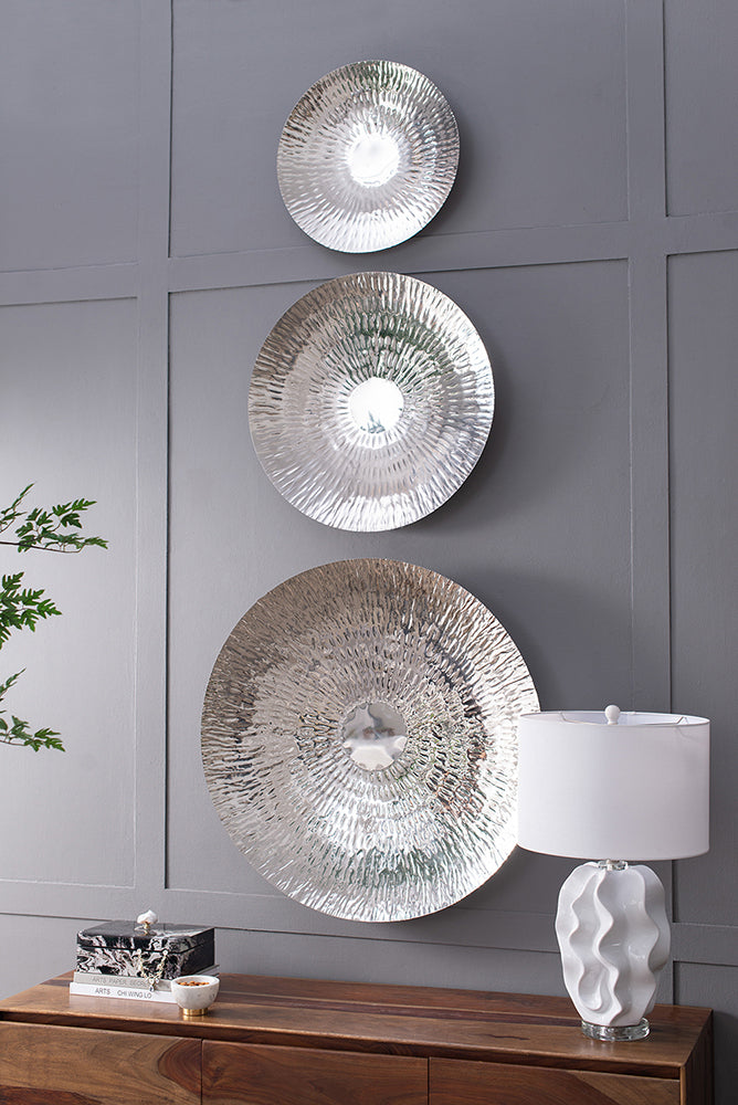 Modern Textured Ceramic Wall Accents - Layered Disc Decor Set USA