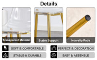 Modern Transparent Dining Chairs Set of 4 with Golden Metal Legs USA