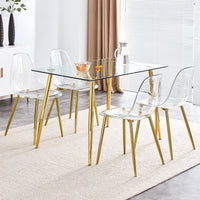 Modern Transparent Dining Chairs Set of 4 with Golden Metal Legs USA