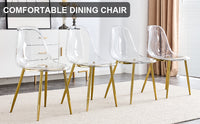 Modern Transparent Dining Chairs Set of 4 with Golden Metal Legs USA