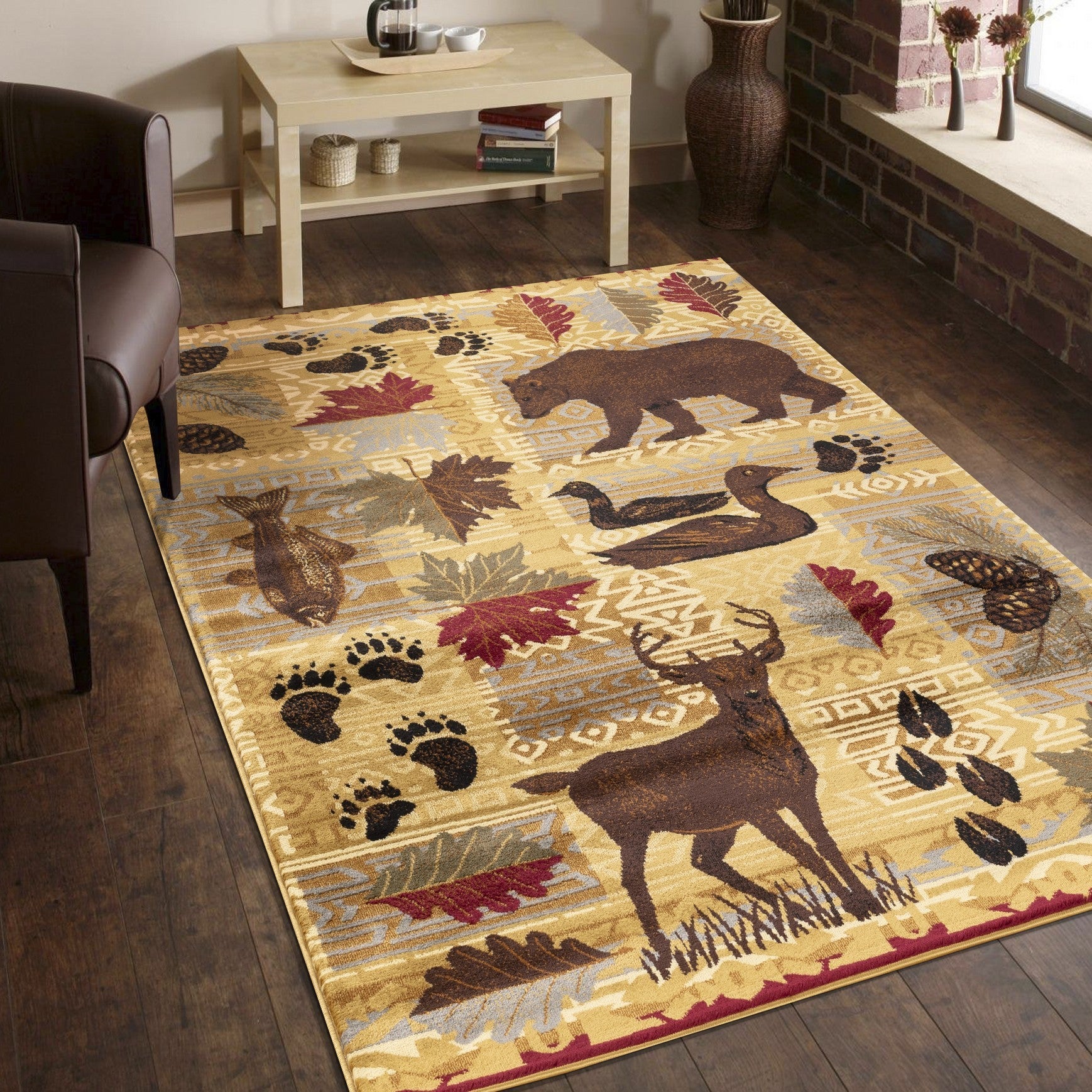 Natures Nest GC_CBL3002 Multi 5 ft. 3 in. x 7 ft. 3 in. Lodge Area Rug USA