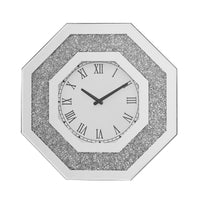 Octagonal Wall Clock with Floating Crystal Diamonds - Glam Modern Design USA