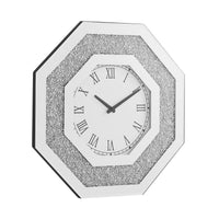 Octagonal Wall Clock with Floating Crystal Diamonds - Glam Modern Design USA