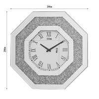 Octagonal Wall Clock with Floating Crystal Diamonds - Glam Modern Design USA