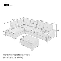 Orisfur. Reversible Sectional Sofa Space Saving with Storage Ottoman Rivet Ornament L-shape Couch for Large Space Dorm Apartment USA