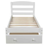 Platform Twin Bed Frame with Storage Drawer and Wood Slat Support- USA