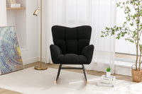 Plush Tufted Black Rocking Chair for Nursery or Living Room USA