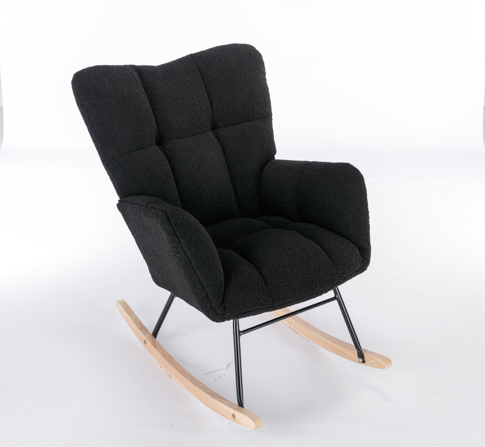 Plush Tufted Black Rocking Chair for Nursery or Living Room USA