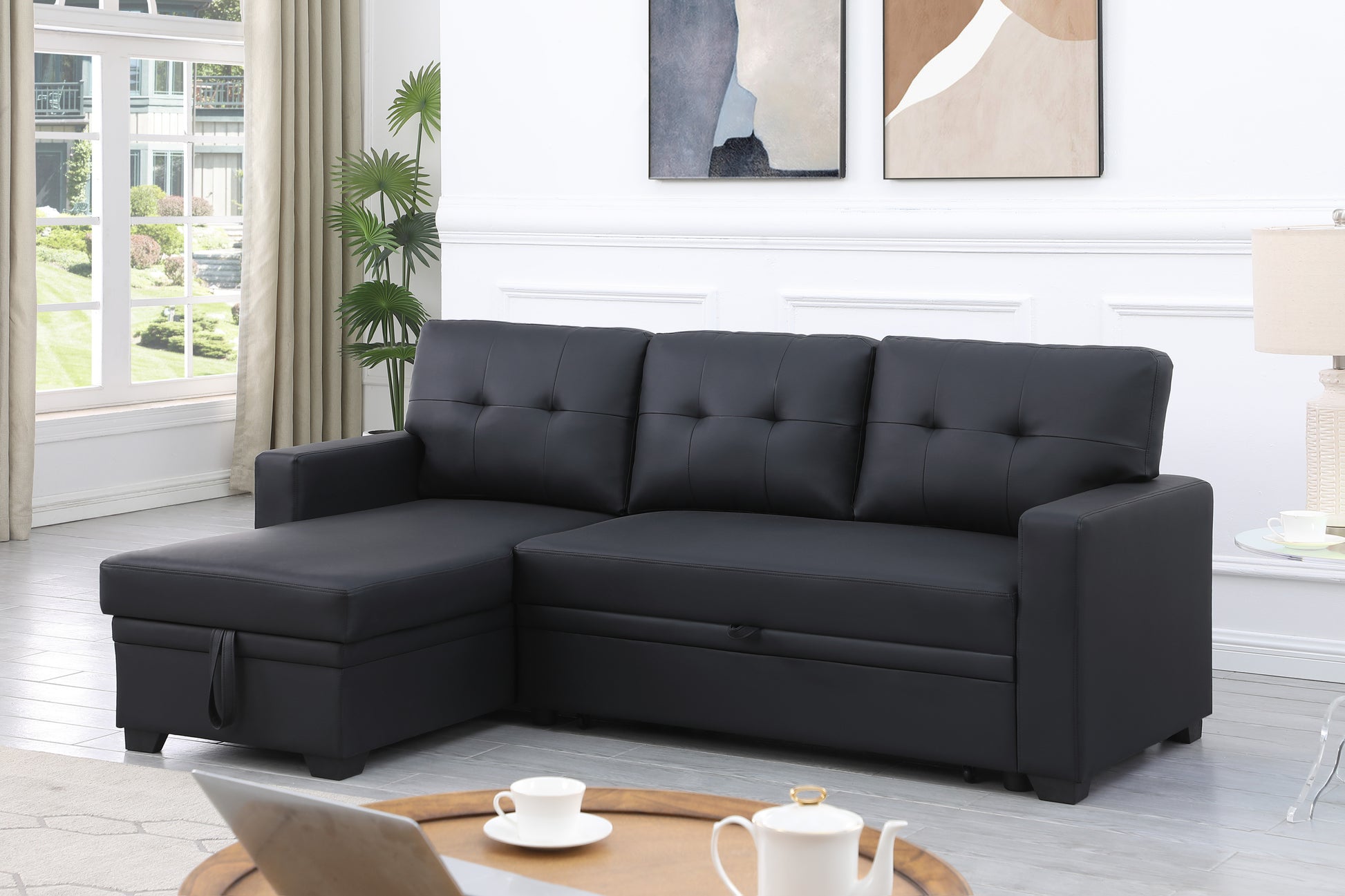 Plush Velvet Sectional Sofa with Chaise Lounge USA