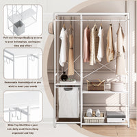 Portable Freestanding Wardrobe Closet with Bottom Mesh Rack USA