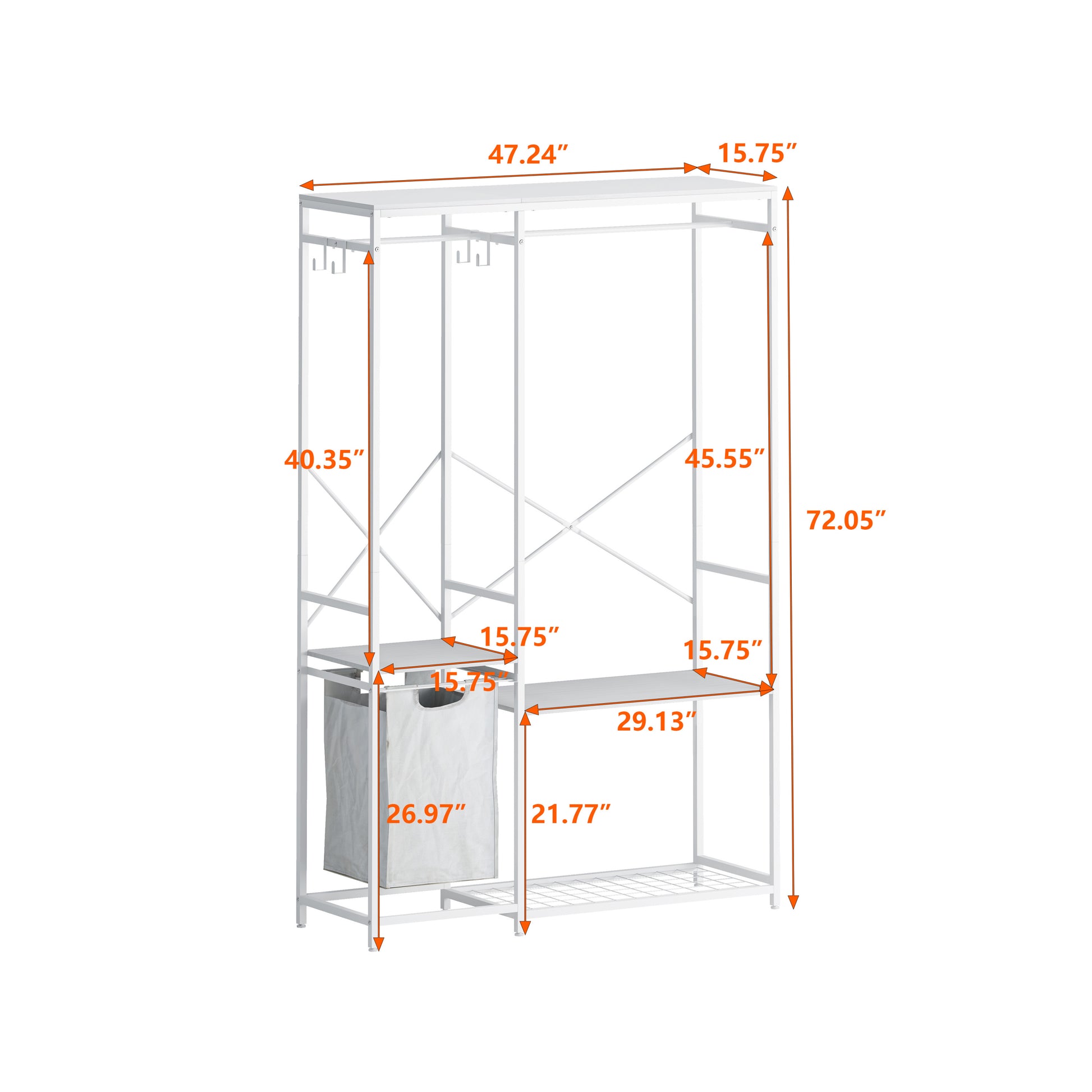 Portable Freestanding Wardrobe Closet with Bottom Mesh Rack USA