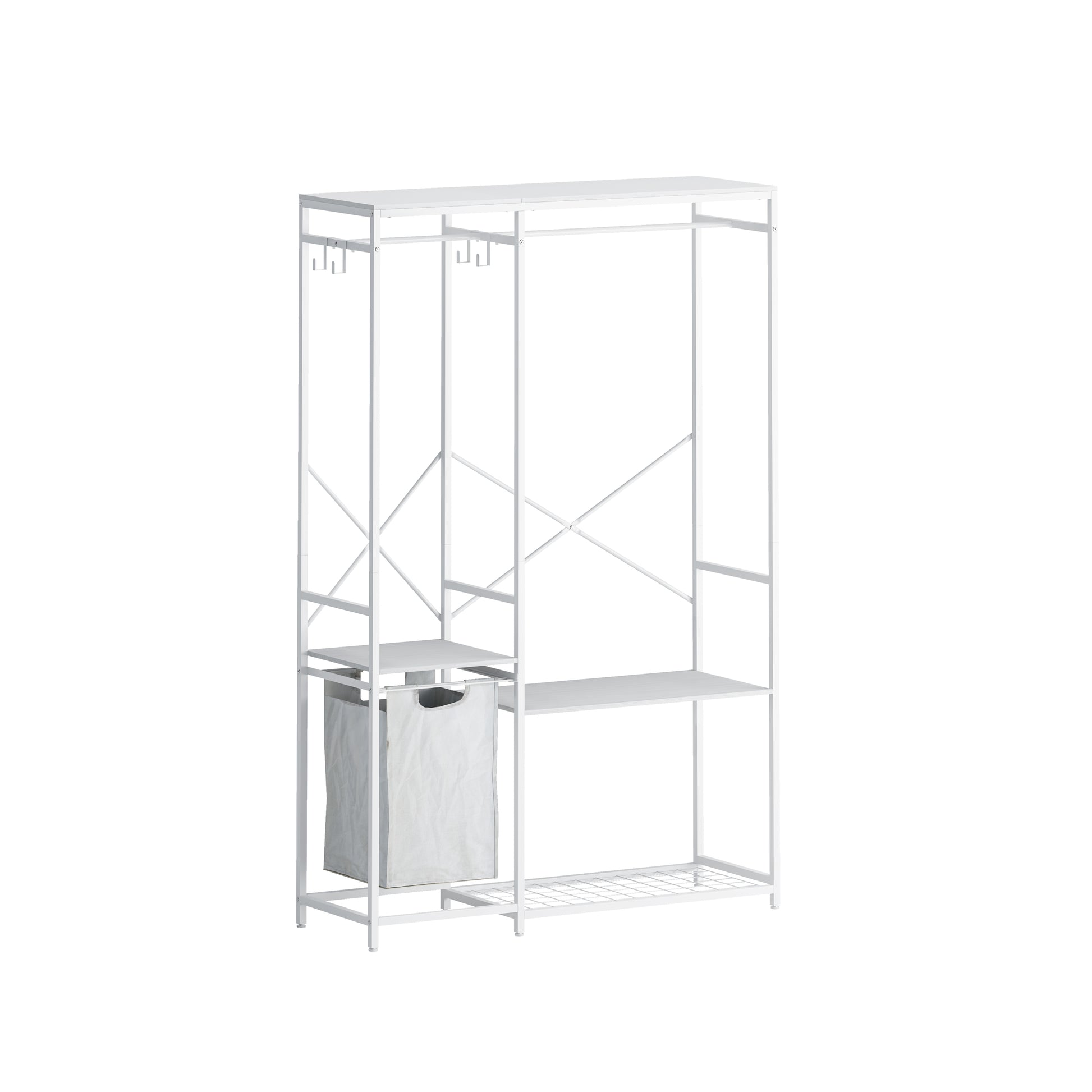 Portable Freestanding Wardrobe Closet with Bottom Mesh Rack USA