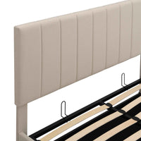 Queen size Upholstered Platform bed with a Hydraulic Storage System - Beige- USA