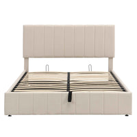 Queen size Upholstered Platform bed with a Hydraulic Storage System - Beige- USA