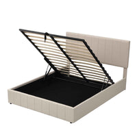 Queen size Upholstered Platform bed with a Hydraulic Storage System - Beige- USA