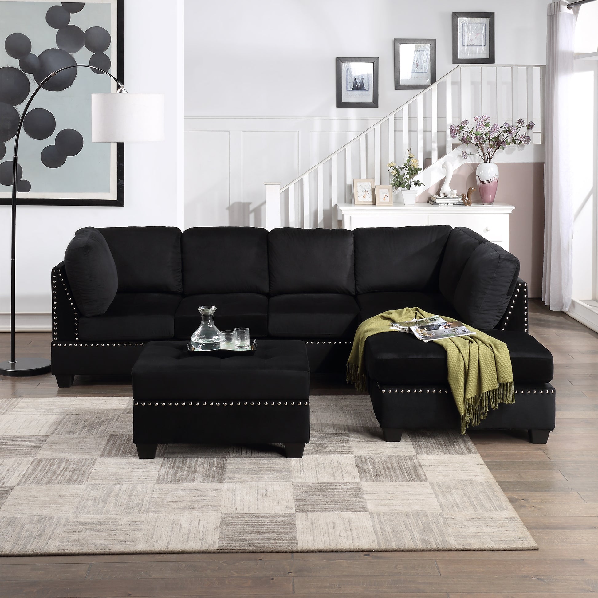 Reversible Modular Sectional Sofa with Storage Ottoman USA