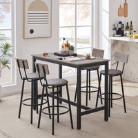 Rustic 5-Piece Bar Height Dining Set with Distressed Wood Top Table and 4 Stools USA